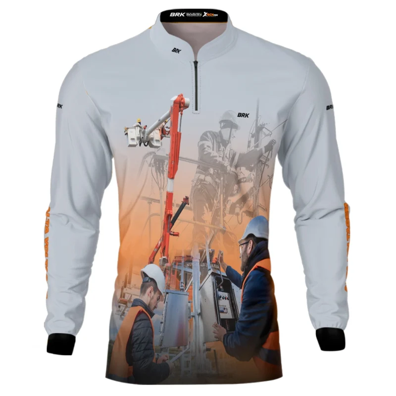 Camisa Brk Profissões Eletricista Alta Tensão Branca com Proteção UV50+ M