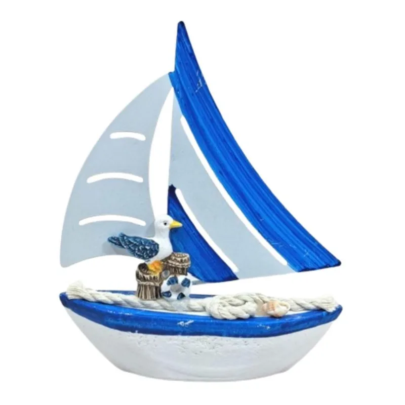 Enfeite Decorativo Náutico Marinho Barco 13 Cm Altura Gaivota
