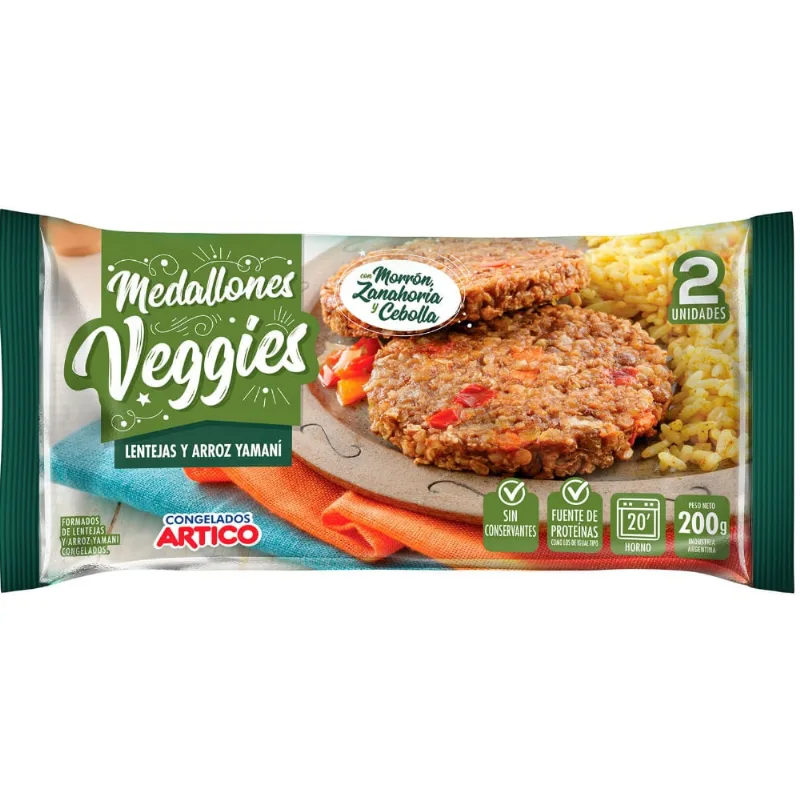 Medallones de arroz yamani y lenteja Congelados artico 200 g.