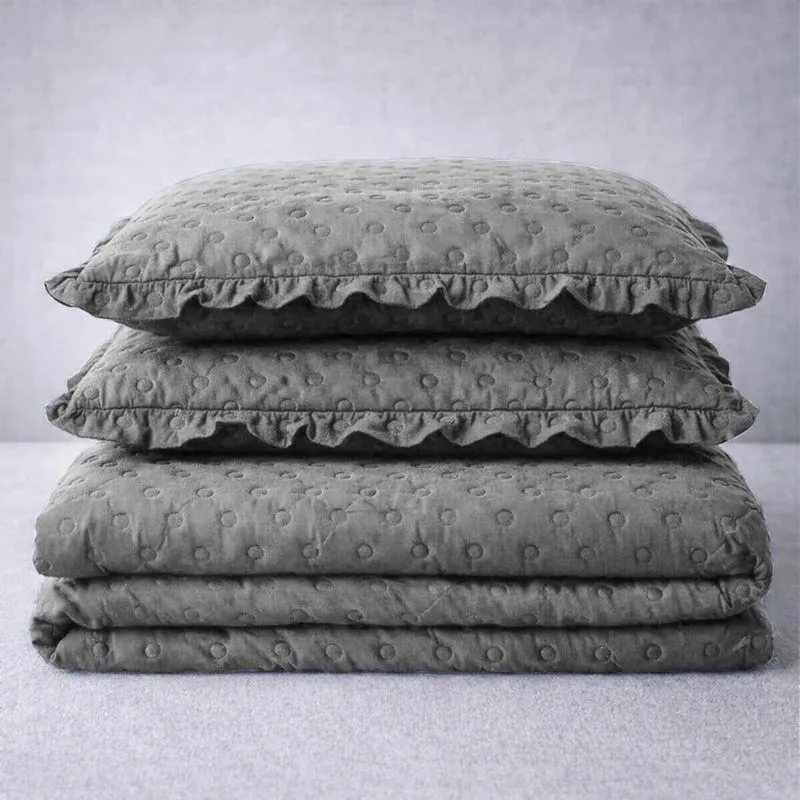 Cobre Leito Balle Casal King 3 peças Colcha Cama Cinza