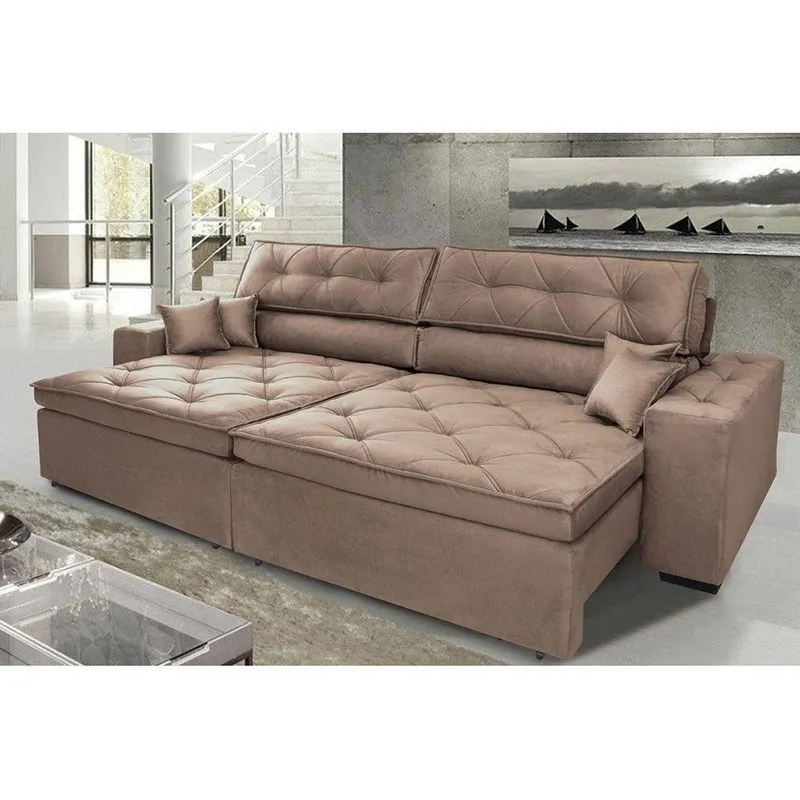 Sofá Austin Plus 302Cm Retrátil Com Molas Castor - Ws