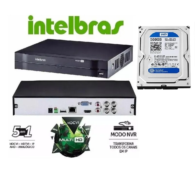 Dvr Intelbras Mhdx 4 Canais Modelo Multi Hd Ultima Geração Lançamento C/ Hd 500gb