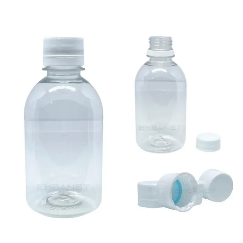 12 Frascos 250ml Transparente Pet Com Tampa Lacre Branca