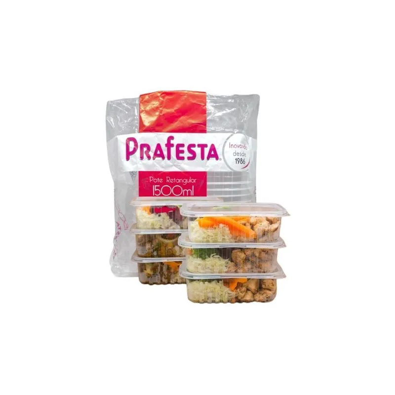 Kit 30 Unidades Marmita Descartavel Fitness - 1500ml