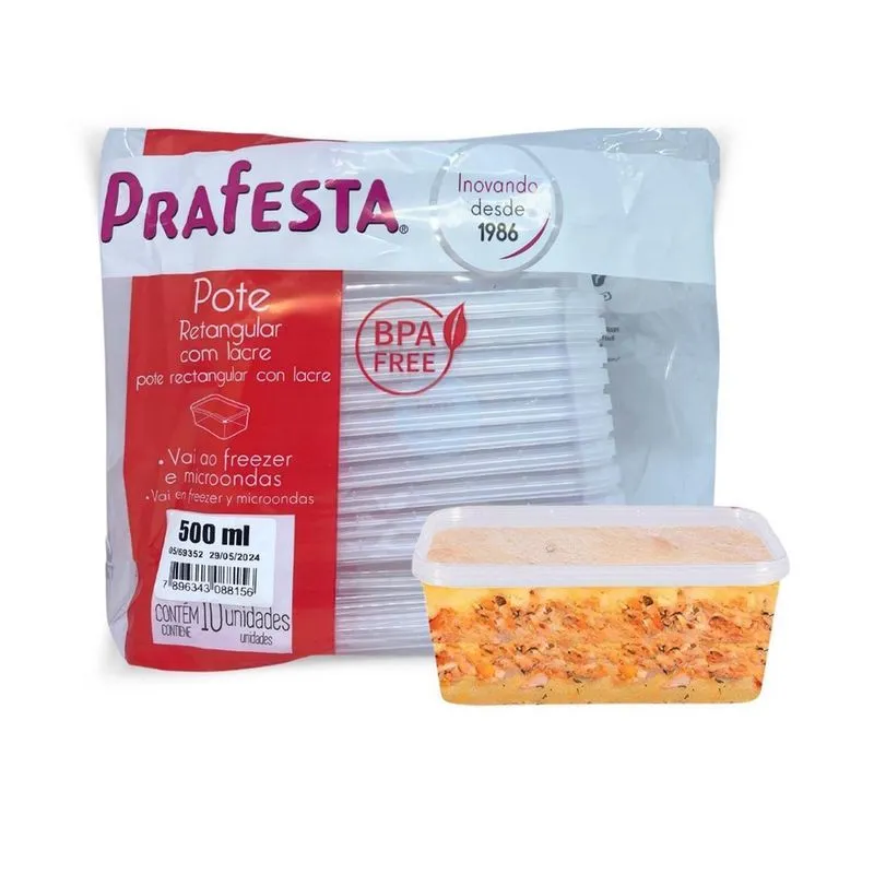 Marmita Fitness Pote 500Ml Com Tampa Lacre 10Und.