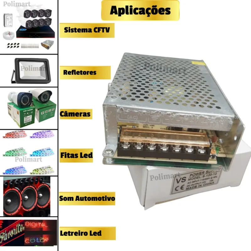 Fonte Chaveada 12v - 10a - Colmeia Bivolt