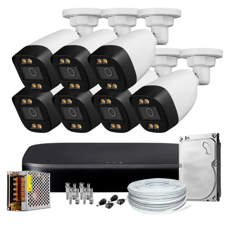 Kit Cftv 08 Camera Colorida Dia E Noite 1080P 2.8Mm Hd 1Tb