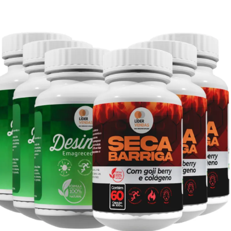 Kit c/3 desinchá 60 cáps + 3 Seca Barriga 60 caps