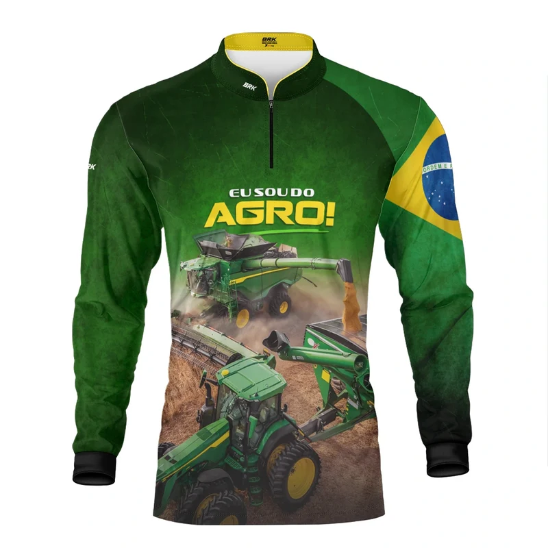 Camisa UV50 Agro Brk Eu sou do Agro Verde Colheitadeira G1