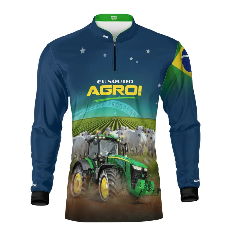 Camisa UV50 Agro Brk Eu sou do Agro Azul Brasil M