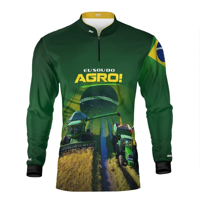 Camisa UV50 Agro Brk Eu sou do Agro Verde Brasil G
