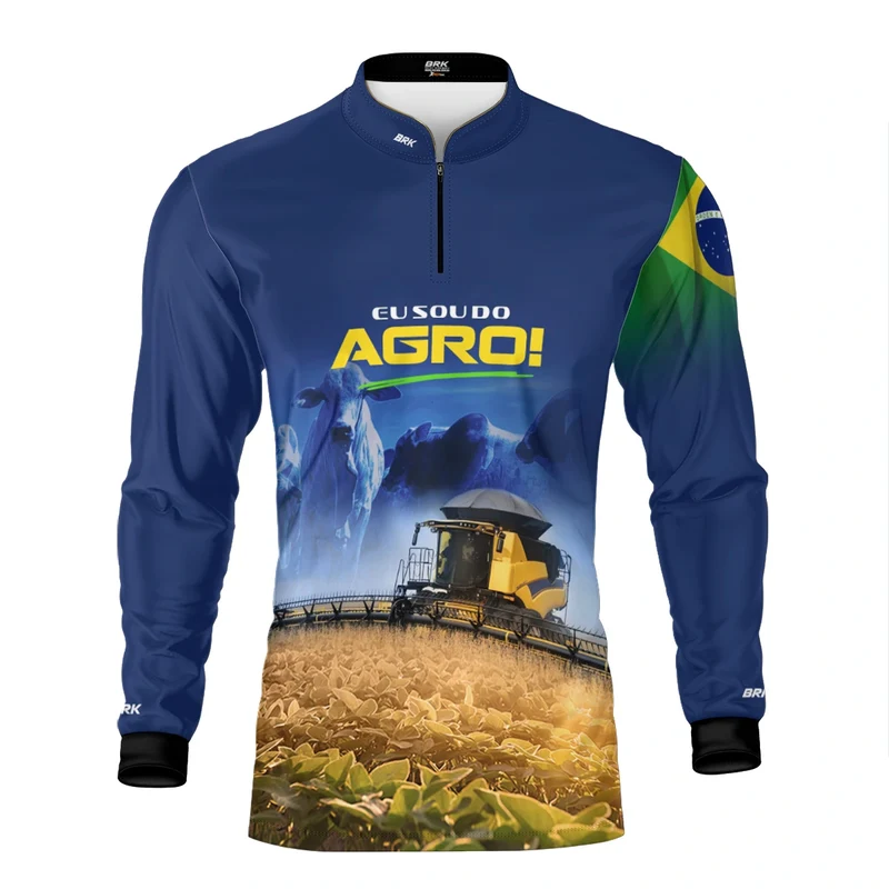 Camisa UV50 Agro Brk Eu sou do Agro Amarela Colheitadeira G