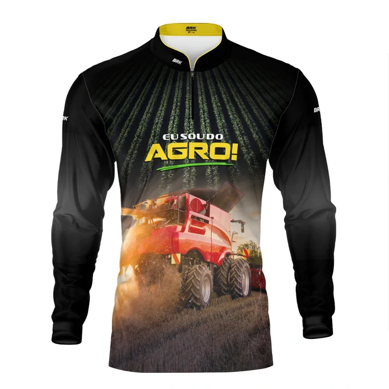 Camisa UV50 Agro Brk Eu sou do Agro Vermelha Colheitadeira GG