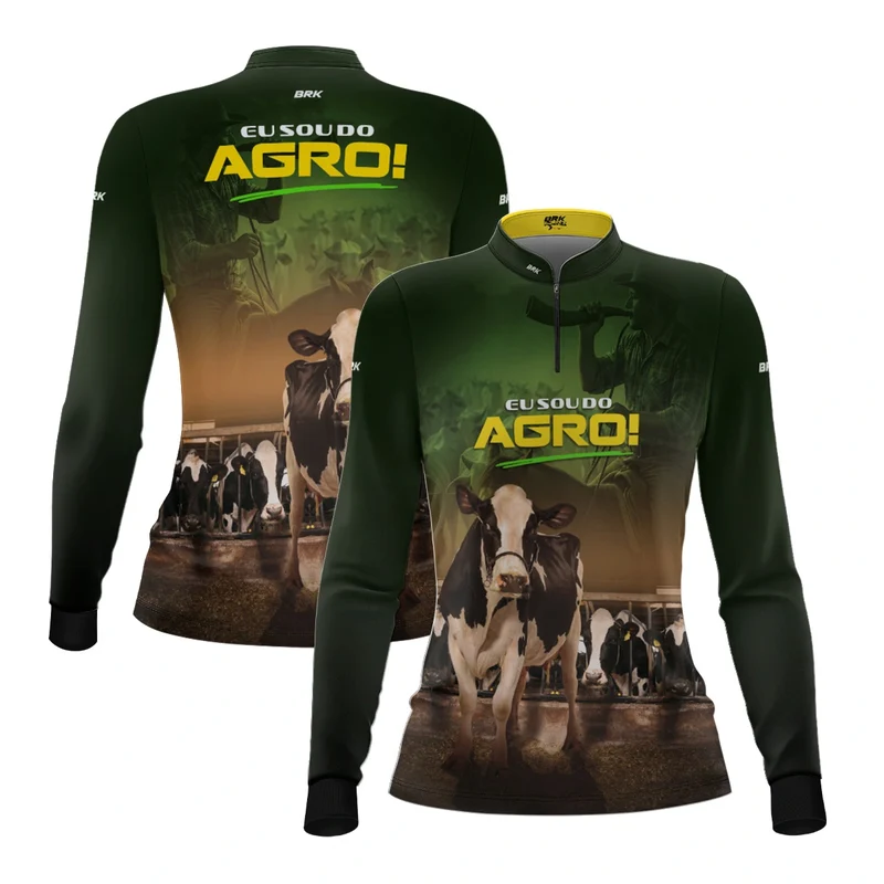 Camisa UV50 Agro Feminina Brk Eu sou do Agro Verde Gados PP