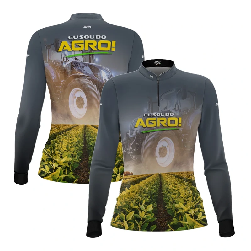 Camisa UV50 Agro Feminina Brk Eu sou do Agro Trator e Plantação G