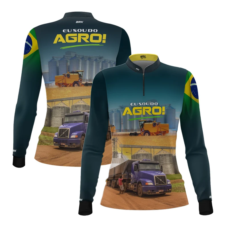 Camisa UV50 Agro Feminina Brk Eu Sou do Agro Silo de Grão 2 G2