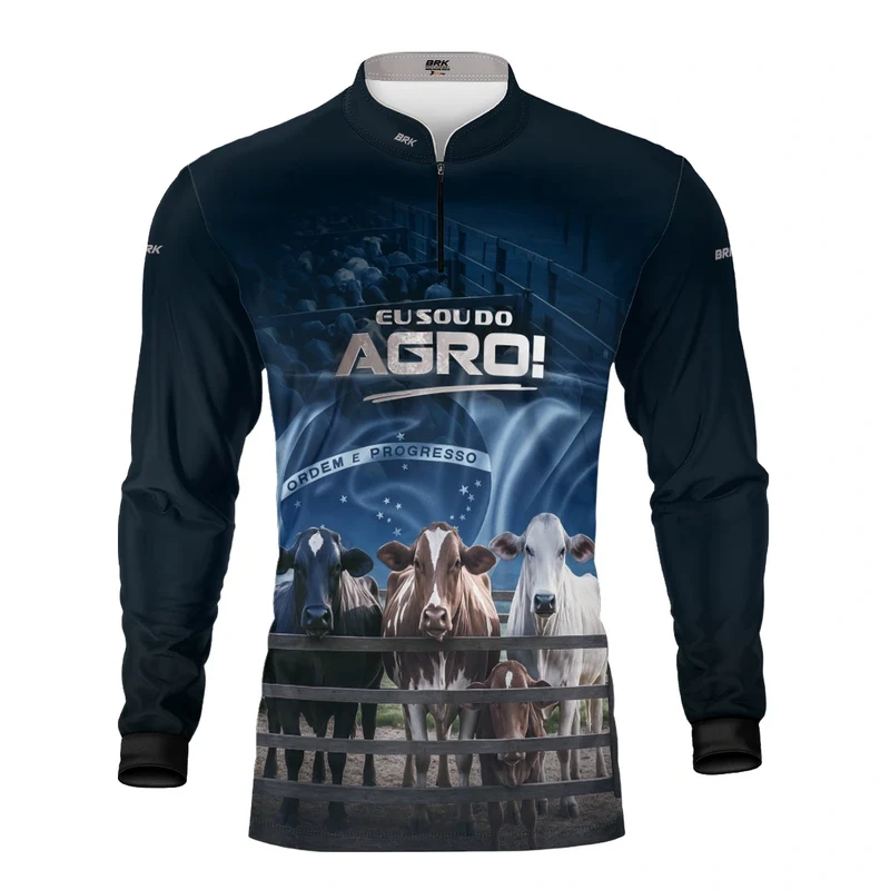 Camisa UV50 Agro Brk Eu Sou do Agro Azul Pecuária Brasil PP