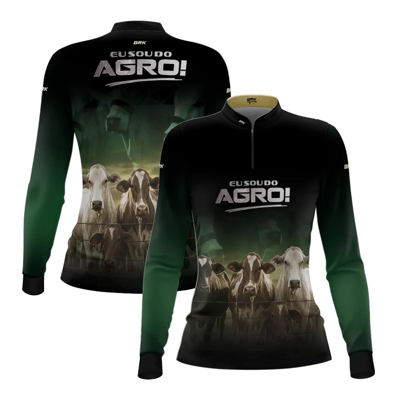 Camisa UV50 Agro Feminina Brk Eu Sou do Agro Gado Cruzado G