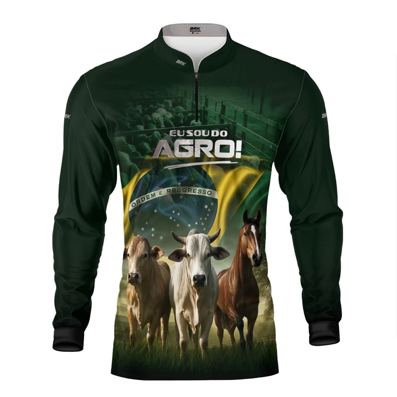 Camisa UV50 Agro Brk Eu Sou do Agro Verde Pecuária Brasil G