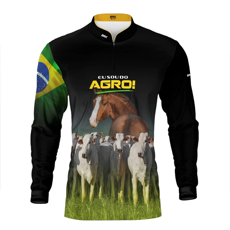 Camisa UV50 Agro Brk Eu Sou do Agro Animais Pecuária Brasil G2