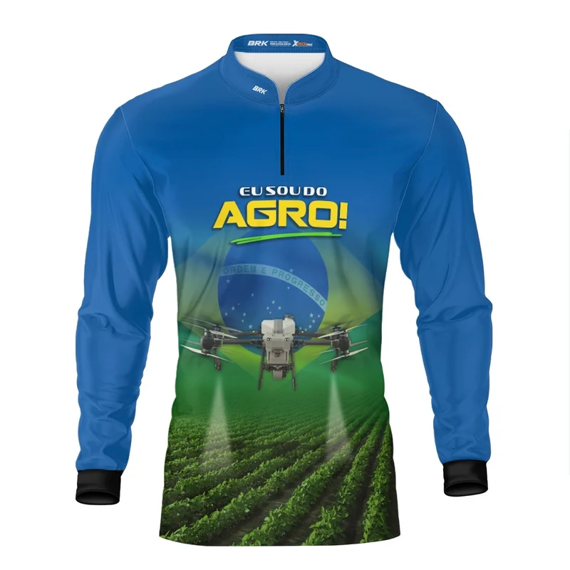 Camisa UV50 Agro Brk Eu Sou do Agro Azul Drone M