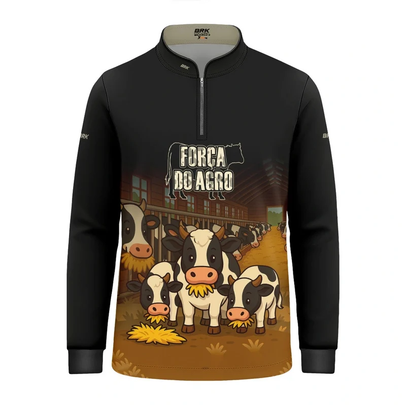 Camisa UV50 Agro Infantil Brk A Força do Agro Vaquinha 2 a 3 Anos