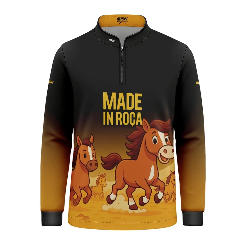 Camisa UV50 Agro Infantil Brk Made in Roça Cavalos 12 a 13 Anos
