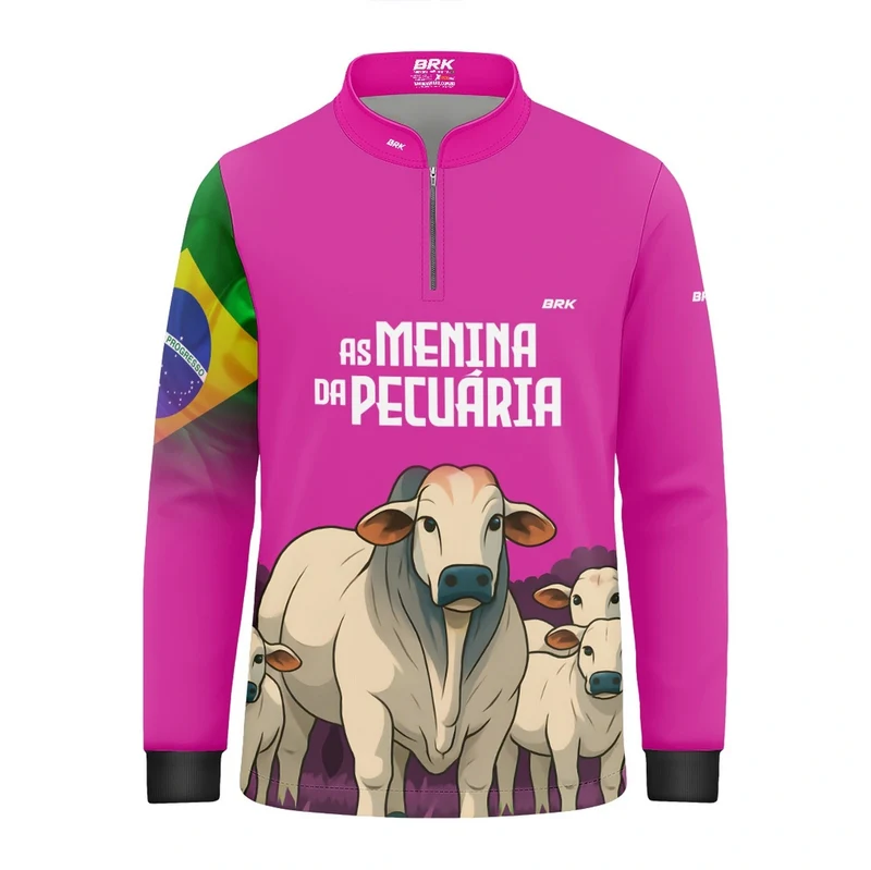 Camisa UV50 Agro Infantil Brk As Menina Da Pecuaria Nelore 12 a 13 Anos
