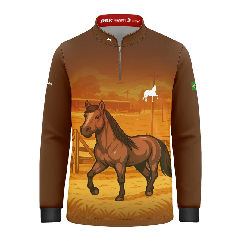 Camisa UV50 Agro Infantil Brk Mangalarga Marchador 12 a 13 Anos