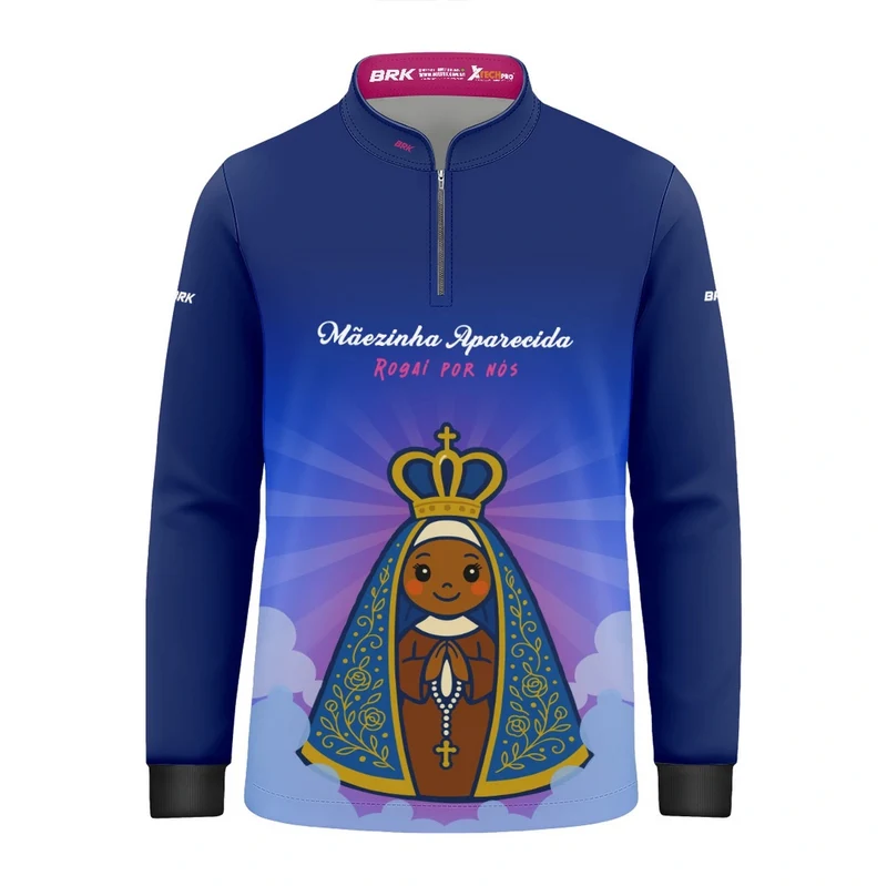Camisa UV50 Agro Infantil Brk Mãezinha Aparecida Rogai Por Nós 10 a 11 Anos