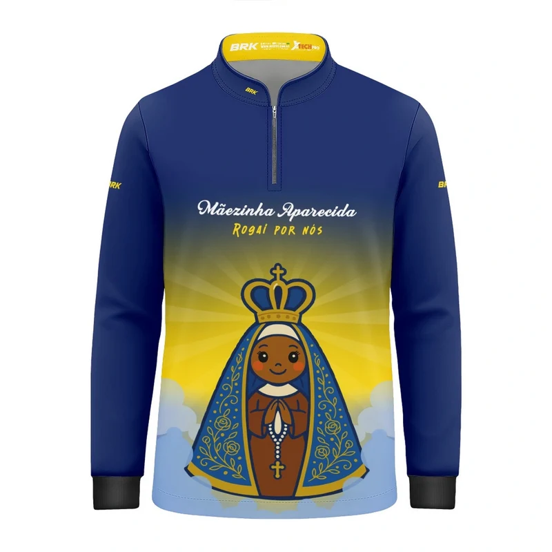 Camisa UV50 Agro Infantil Brk Mãezinha Aparecida Rogai Por Nós 6 a 7 Anos