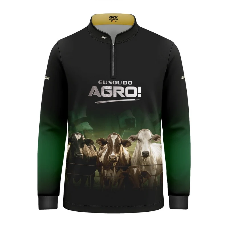 Camisa UV50 Agro Infantil Brk Eu Sou do Agro Gado Cruzado 1 a 2 Anos