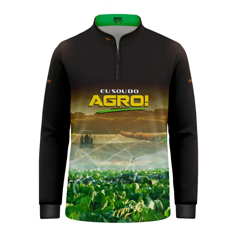 Camisa UV50 Agro Infantil Brk Eu Sou do Agro Irrigação e Aspersão 4 a 5 Anos