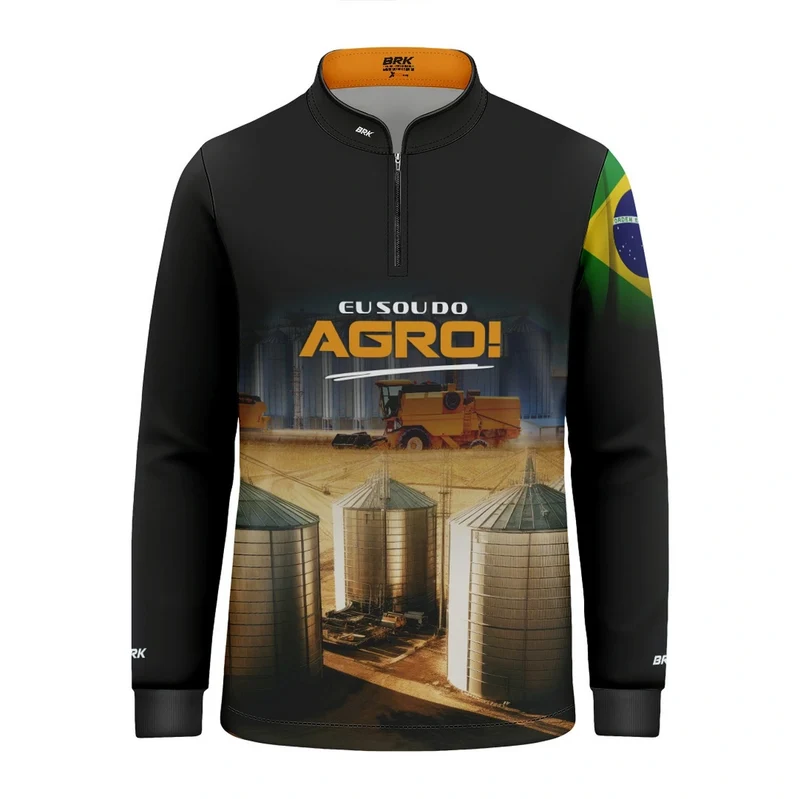 Camisa UV50 Agro Infantil Brk Eu Sou do Agro Silo de Grão 6 a 7 Anos