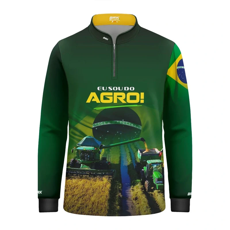 Camisa UV50 Agro Infantil Brk Eu sou do Agro Verde Brasil 6 a 7 Anos