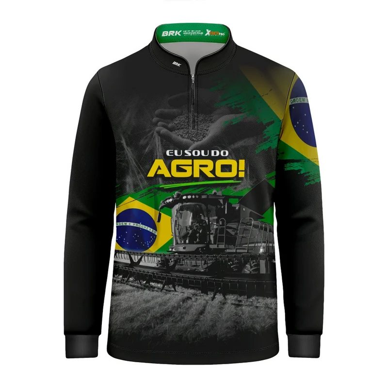 Camisa Agro Infantil Brk Eu Sou do Agro Colheitadeira Axial com Proteção UV50 6 a 7 Anos