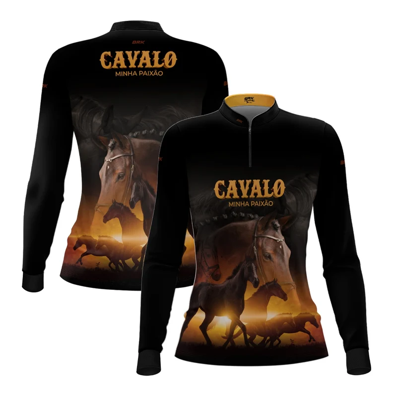 Camisa Agro Feminina Brk Eu Sou do Agro Cavalos Minha Paixão 2 com Proteção UV50 G2
