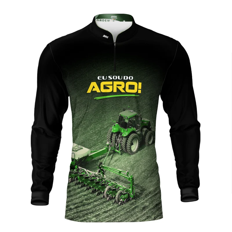 Camisa Agro Brk Eu Sou do Agro Preta Roçadeira com Proteção UV50 G2