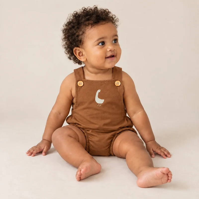 Romper Bebê Algodão Patinho Mocha 6 a 9 meses