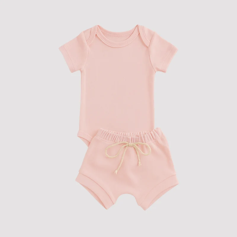 Conjunto Bebe Algodão Orgânic Rosa curto 9 a 12 meses