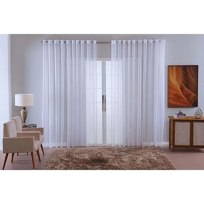 Cortina Sala Voal Quadriculado Charm Decoraçao 6,00X2,50