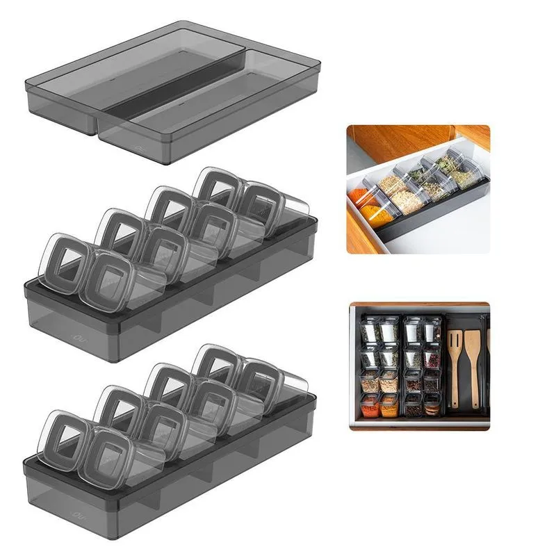 Kit Clear 3 Peças - Organizador De Gavetas E Porta Temperos