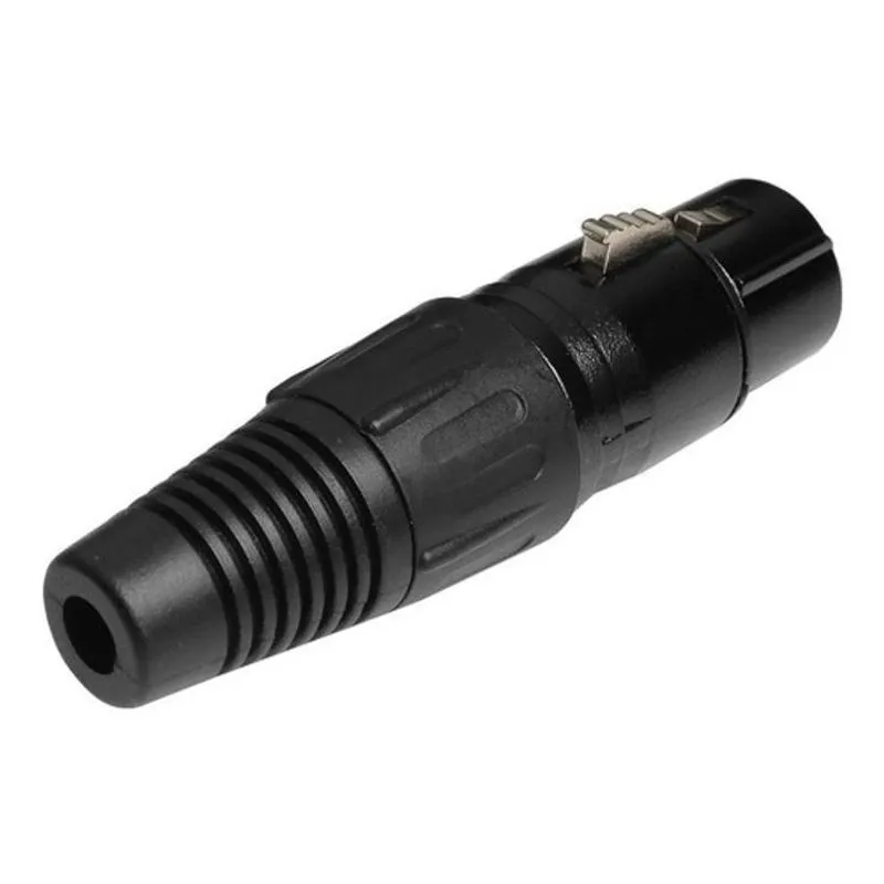 4 Plugs Conector Xlr Canon Fêmea 3 Pinos Metal Preto Luminos