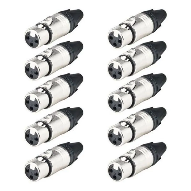 10 Plug Conector Xlr Fêmea Macho Linha Metal Lu71221 Luminos