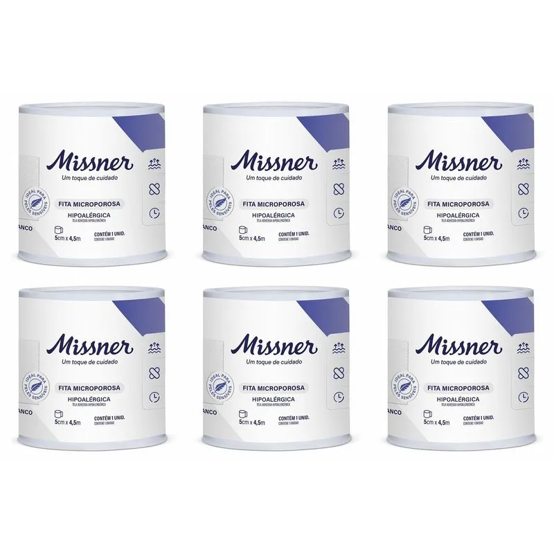 Kit 6 Fita Microporosa Branca 5x4,5 - Missner