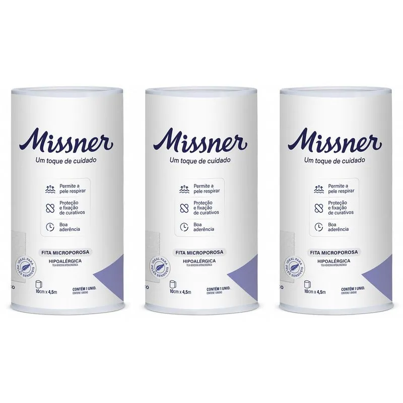 Kit 3 Fita Microporosa Branca 10x4,5 - Missner