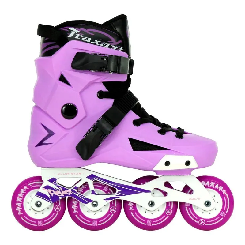 Patins Revolt Lilás Com Base Branca - 80mm Abec-9 Traxart