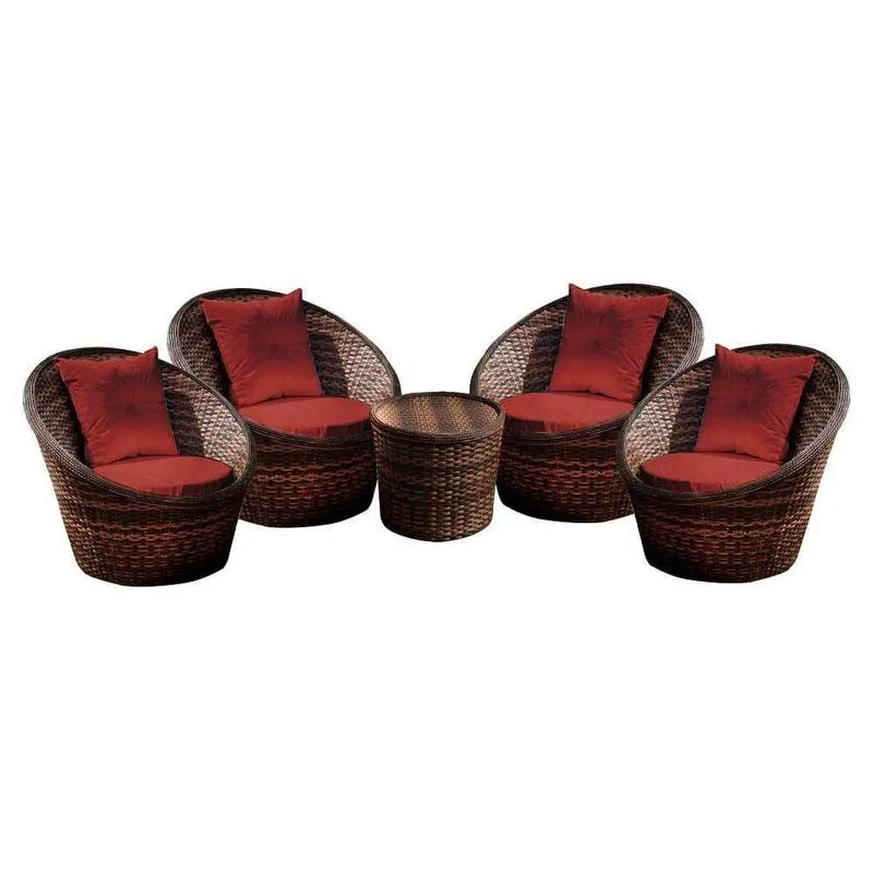 Conj. De Poltronas 4 Poltronas + Mesa Centro Duna Vermelho
