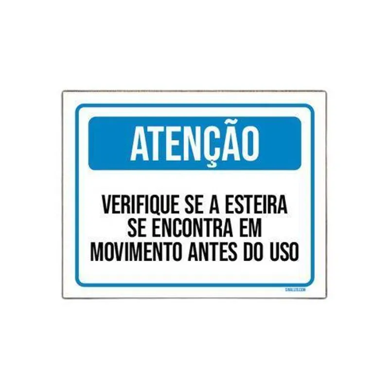Placa Atenção Verifique Esteira Se Encontra Movimento 18x23