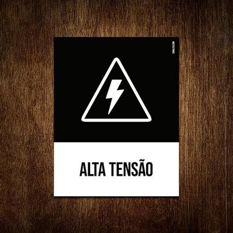 Placa Sinalização Ícone - Alta Tensão 18x23